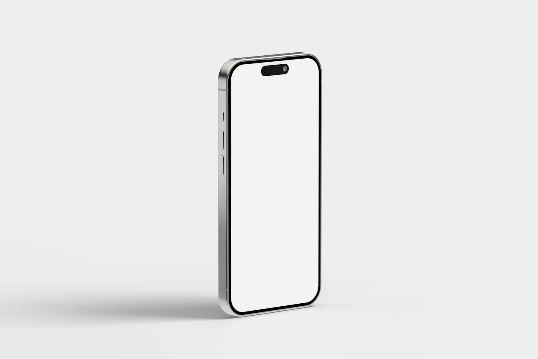 Clean smartphone mockup on a white studio background